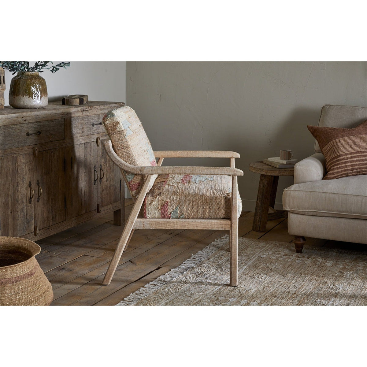 Kavya Kilim Occasional Armchair - Natural