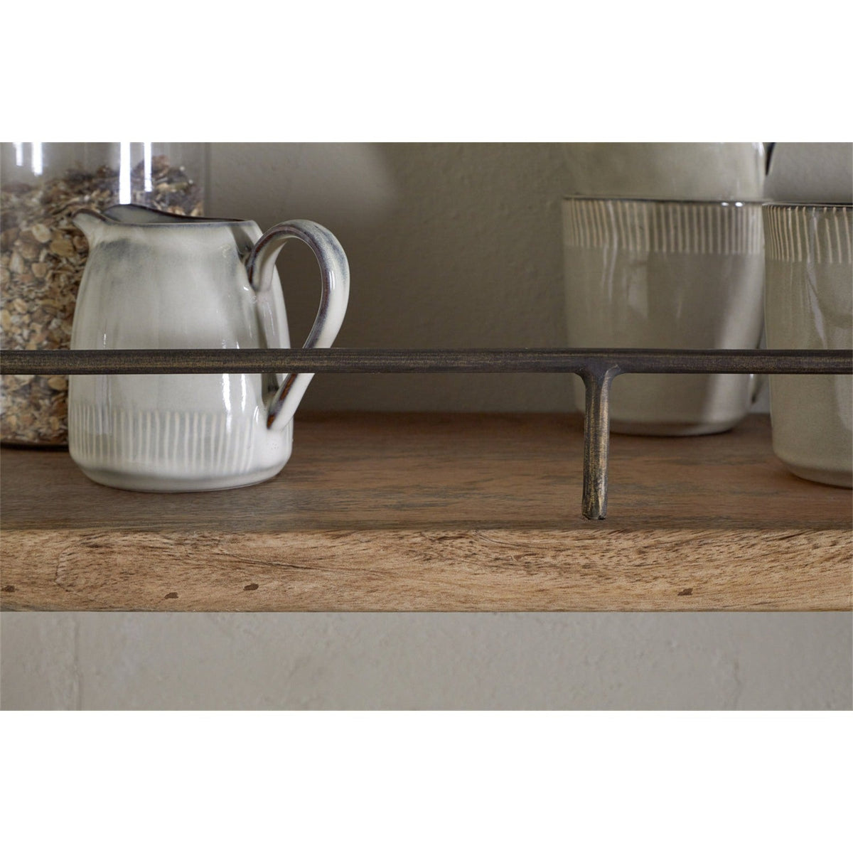 Meera Small Mango Wood & Iron Wall Shelf - Natural