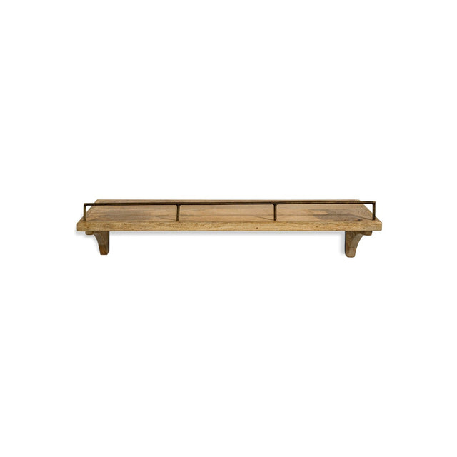 Meera Small Mango Wood & Iron Wall Shelf - Natural