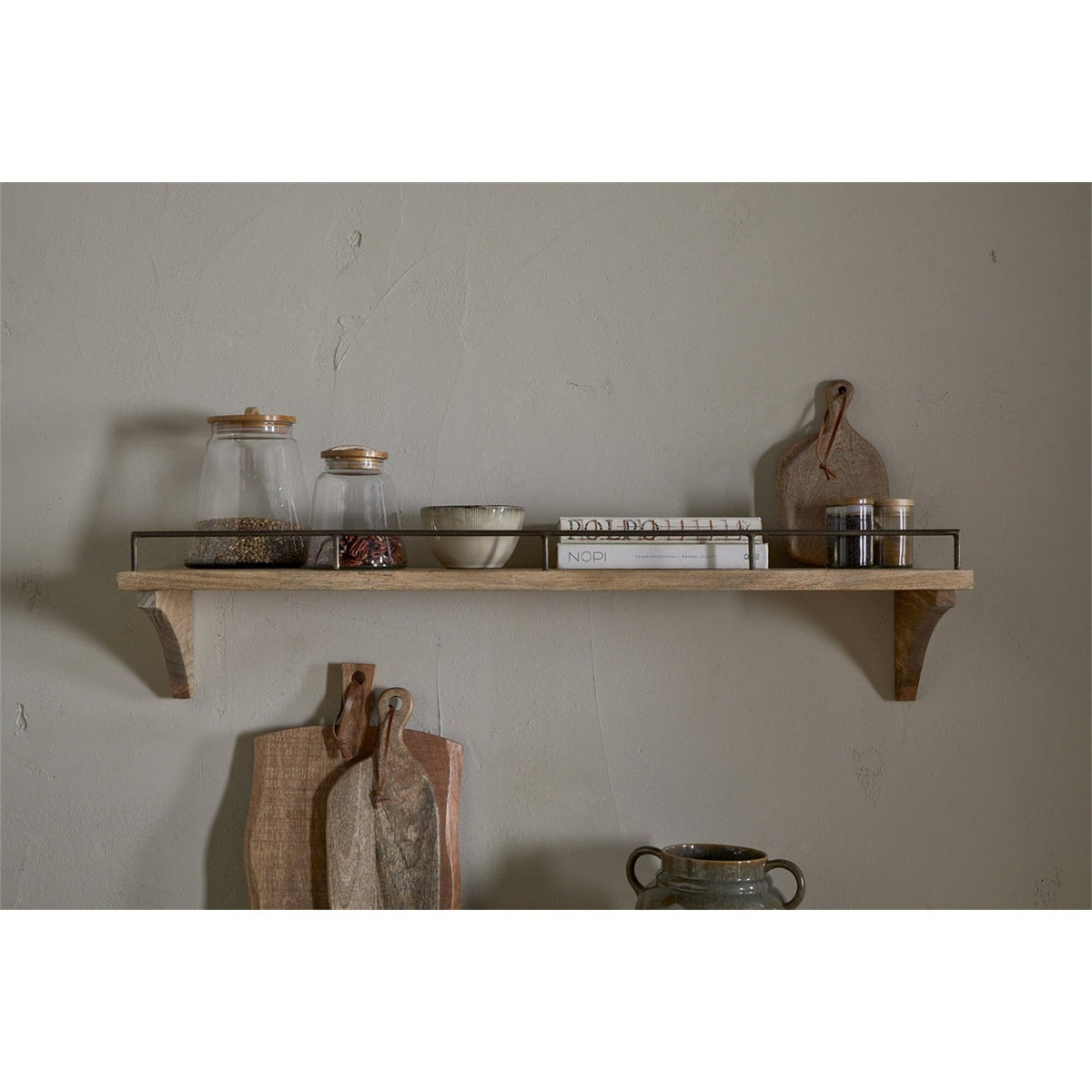 Meera Large Mango Wood Gallery Wall Shelf - Natural