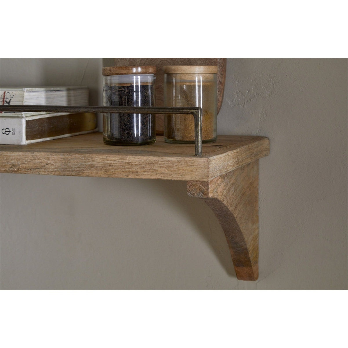Meera Large Mango Wood Gallery Wall Shelf - Natural