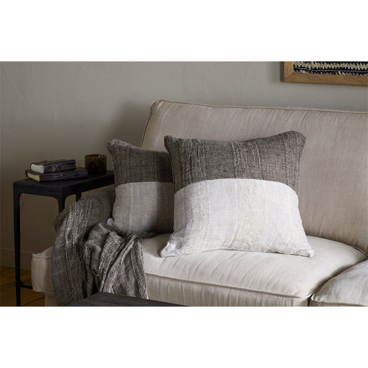Munir 60 x 40cm Linen Cushion Cover - Charcoal