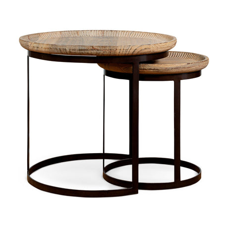 Nisha Reclaimed Wood Nest of 2 Side Tables - Natural