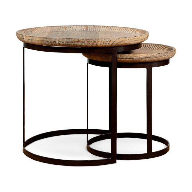 Nisha Reclaimed Wood Nest of 2 Side Tables - Natural