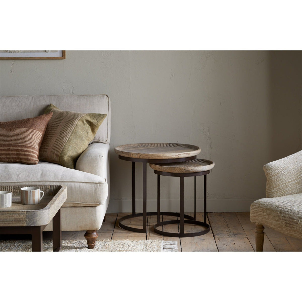 Nisha Reclaimed Wood Nest of 2 Side Tables - Natural