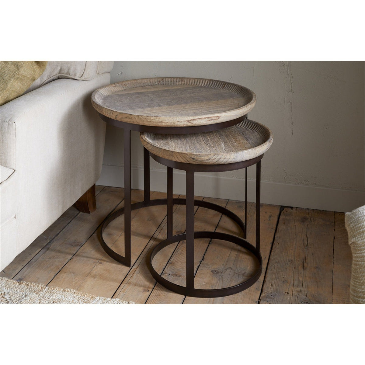 Nisha Reclaimed Wood Nest of 2 Side Tables - Natural