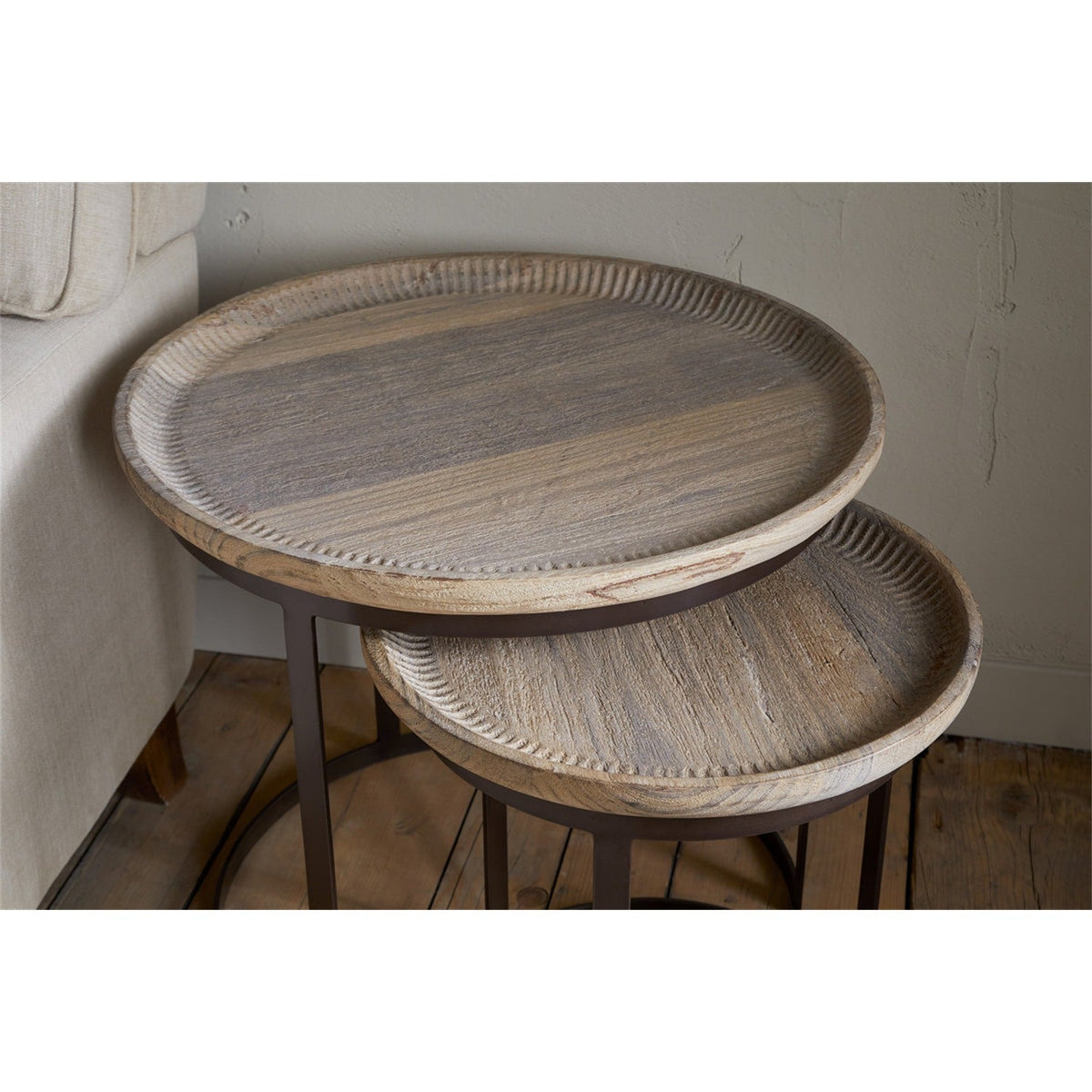 Nisha Reclaimed Wood Nest of 2 Side Tables - Natural