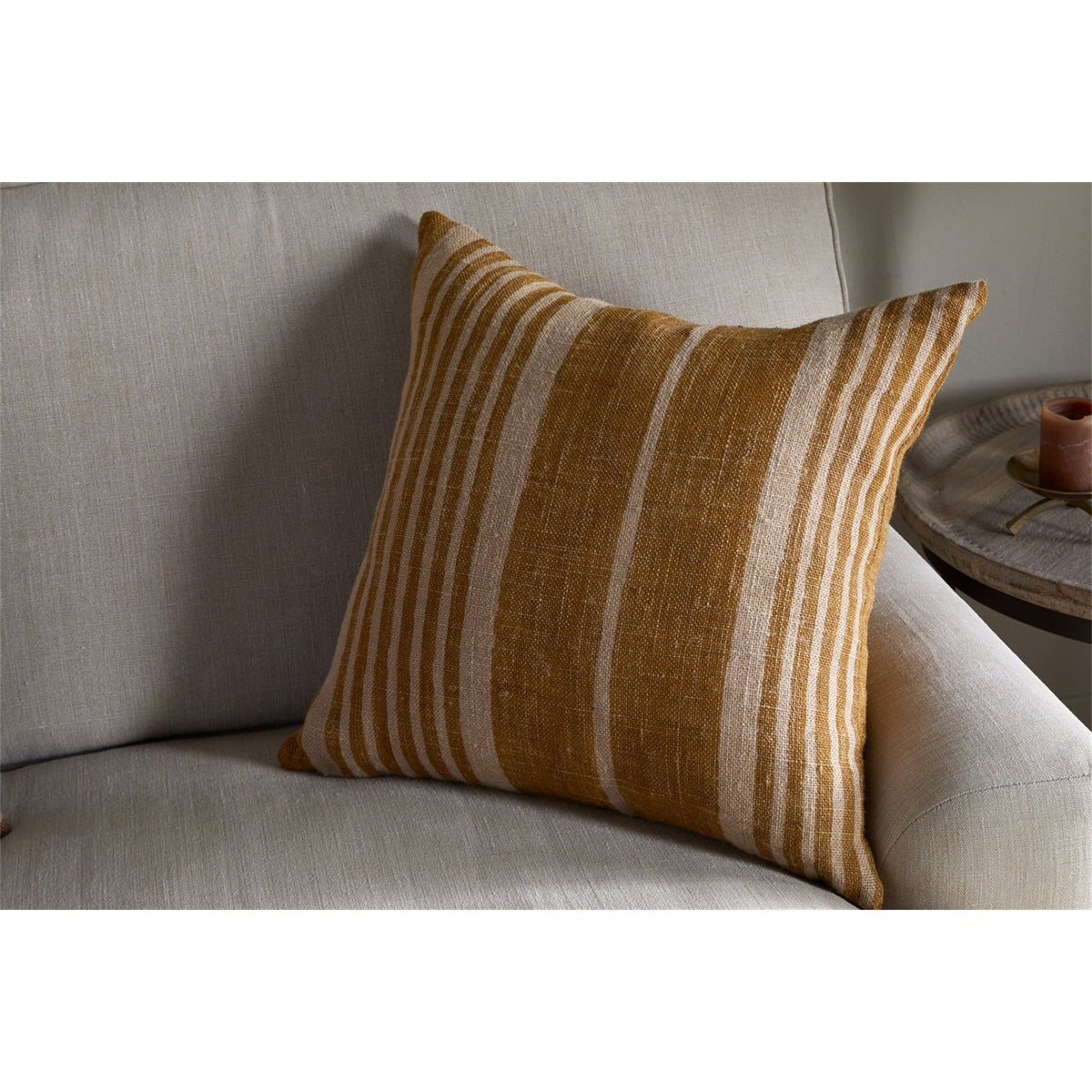Eesha 60 x 40cm Striped Jute Cushion Cover - Ochre