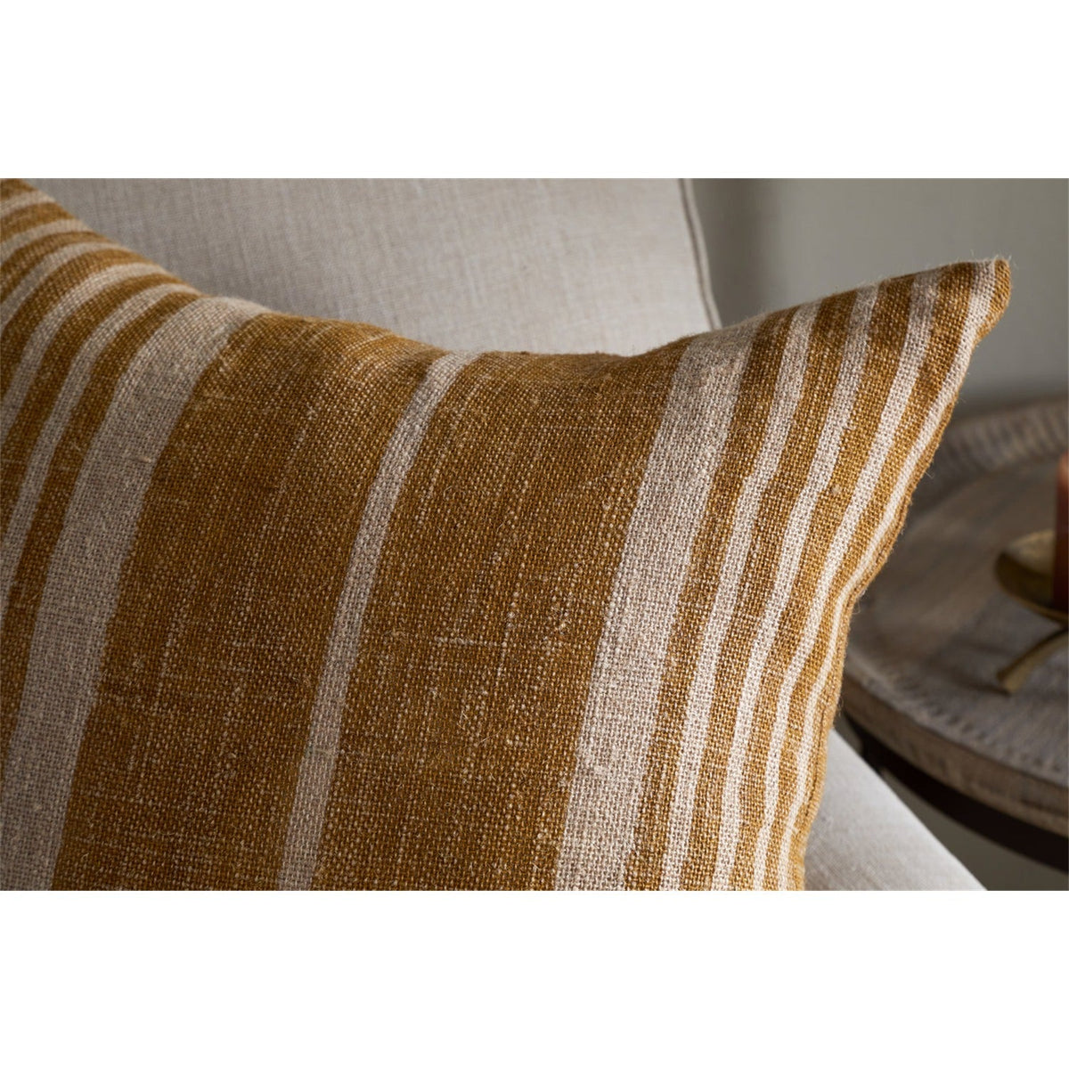Eesha 60 x 40cm Striped Jute Cushion Cover - Ochre