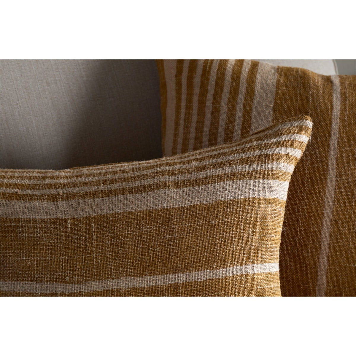 Eesha 60 x 40cm Striped Jute Cushion Cover - Ochre