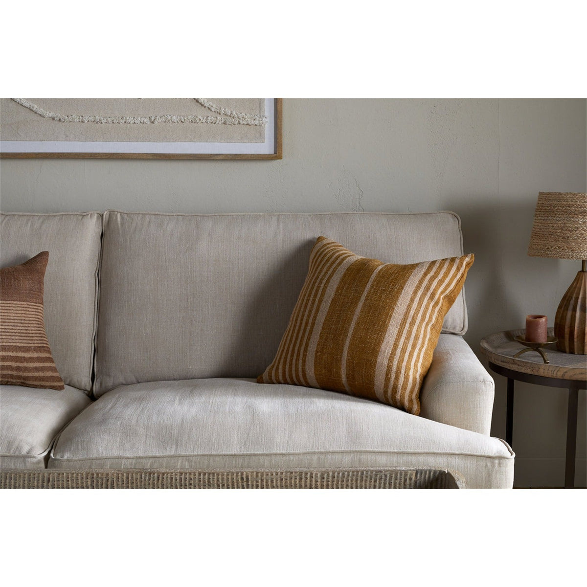 Eesha 50 x 50cm Striped Jute Cushion Cover - Ochre