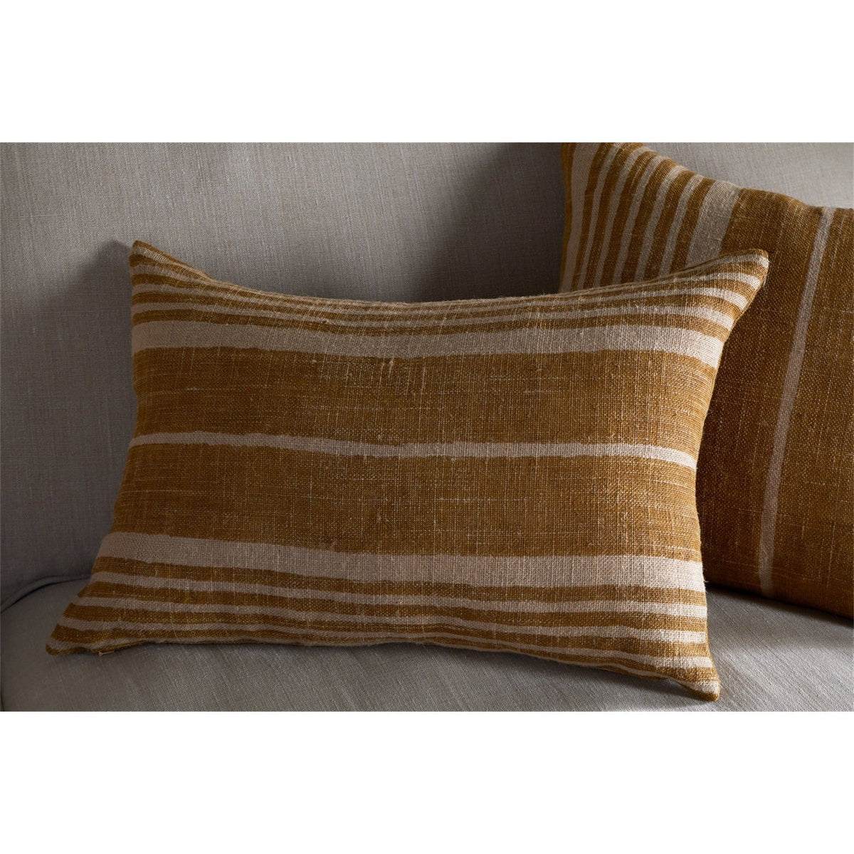 Eesha 50 x 50cm Striped Jute Cushion Cover - Ochre