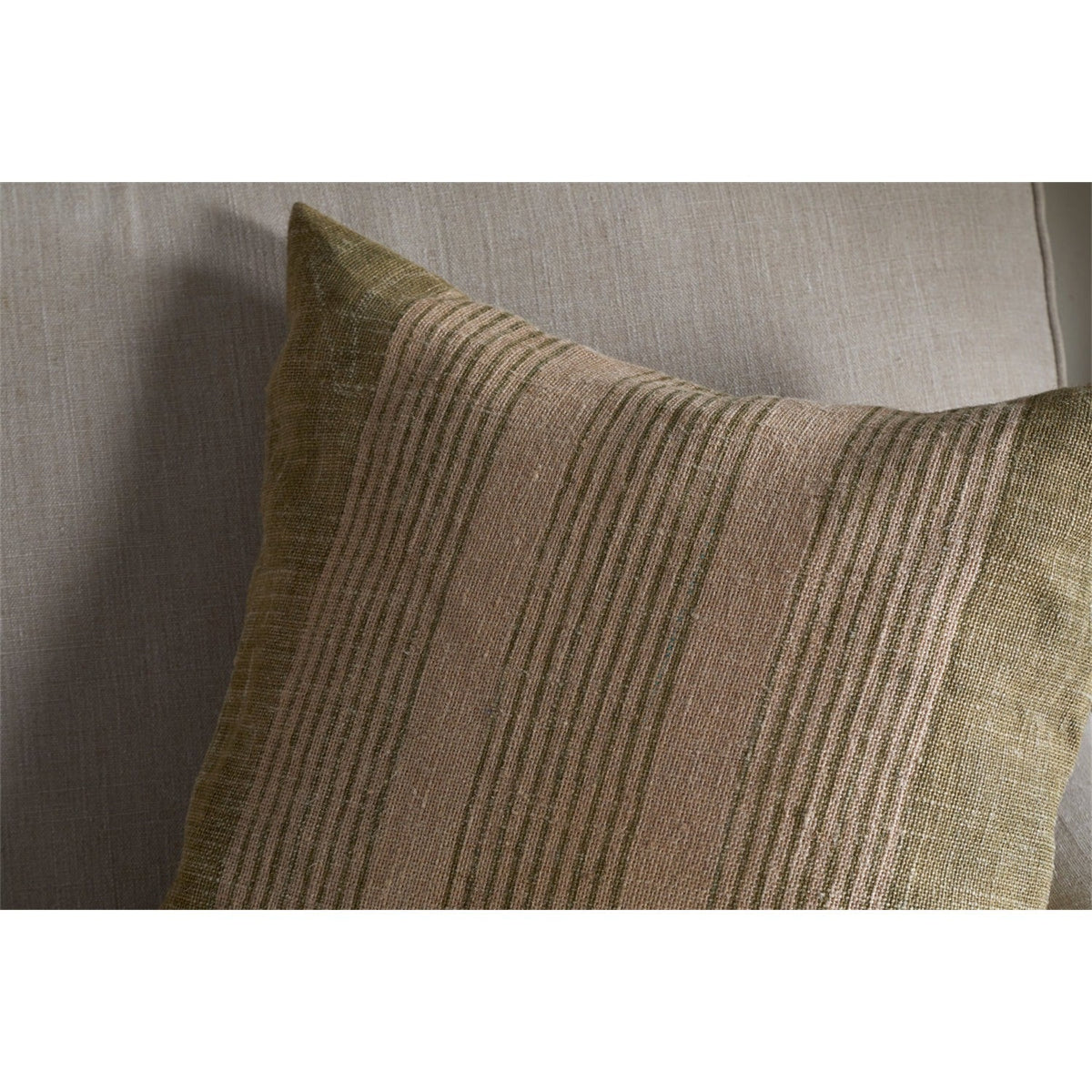 Eesha 60 x 40cm Striped Jute Cushion Cover - Sage Green