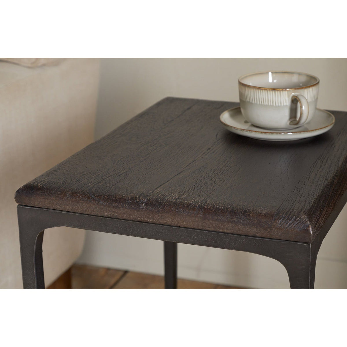 Sita Reclaimed Wood & Iron Side Table - Chocolate Brown