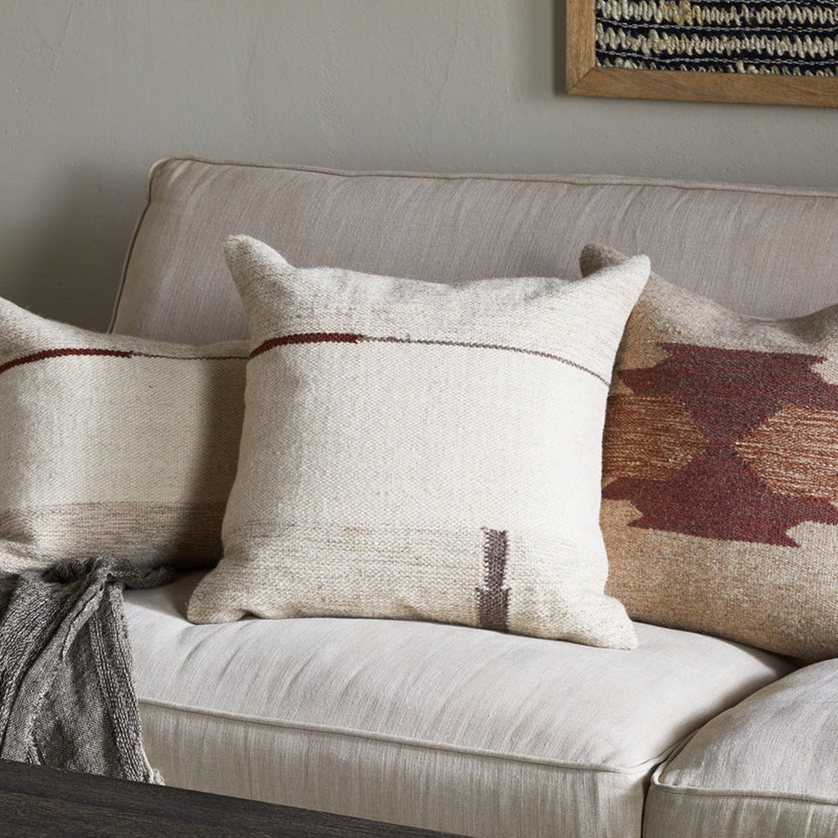 Tamil 60 x 40cm Wool Cushion Cover - Natural