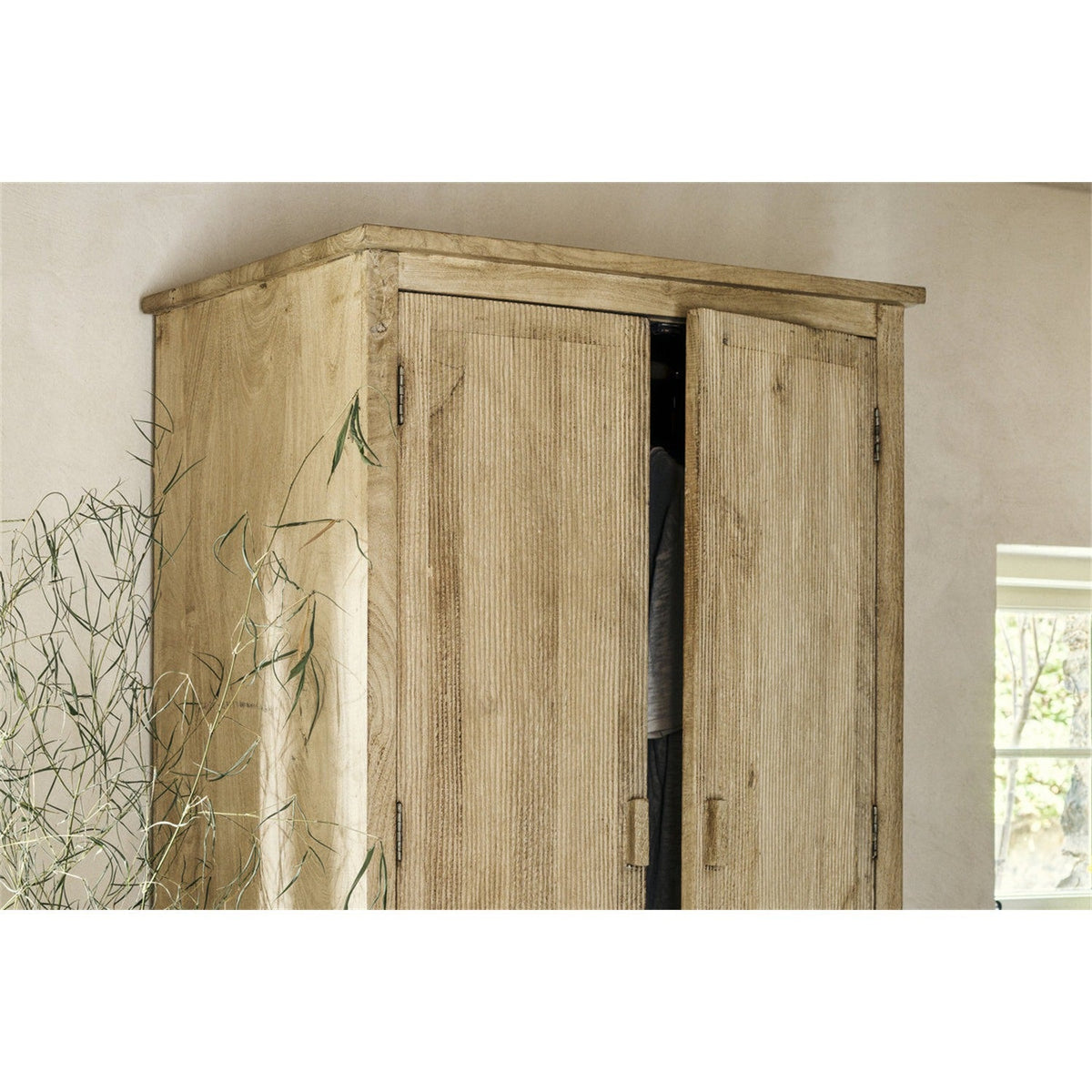 Vivan Grooved Wardrobe - Natural