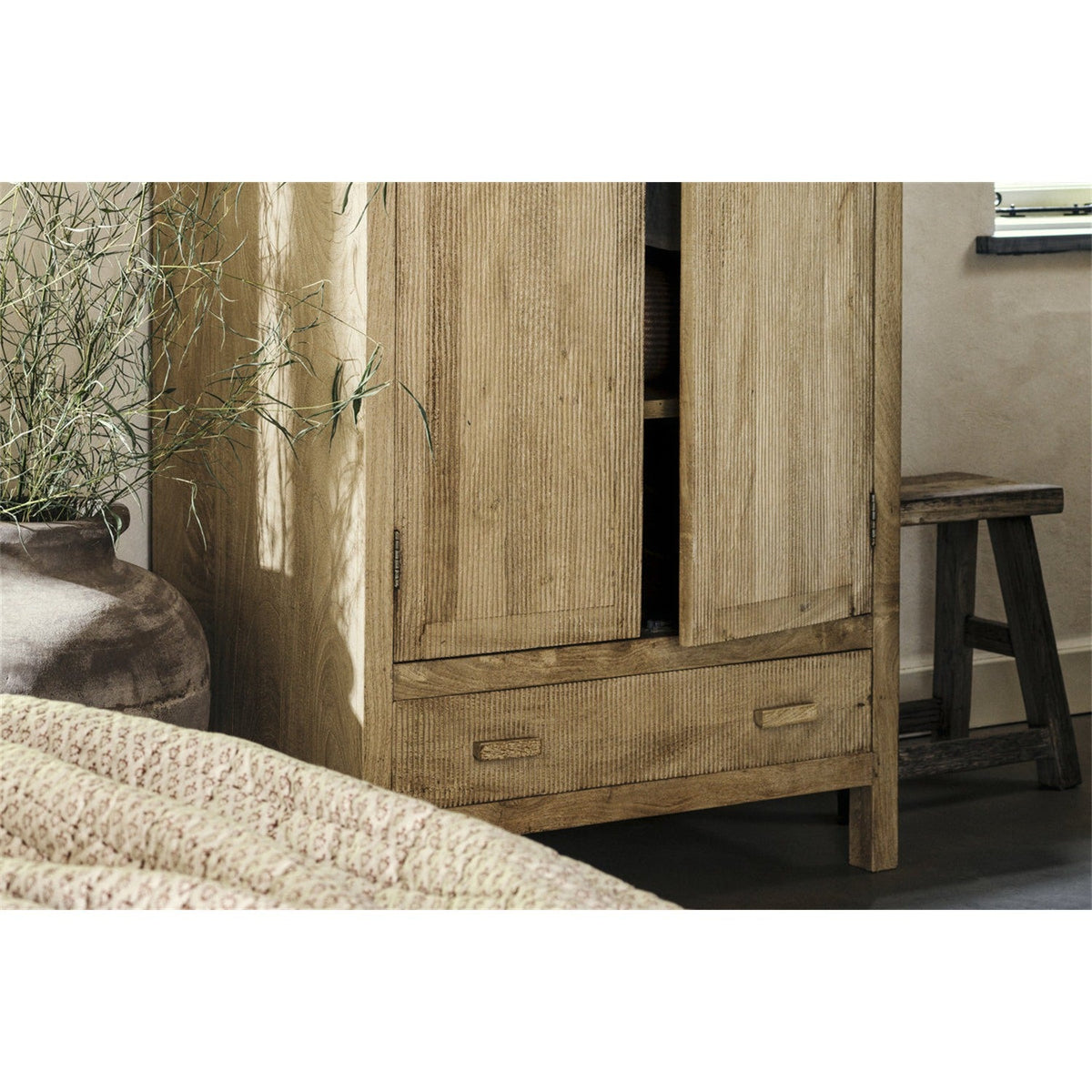 Vivan Grooved Wardrobe - Natural
