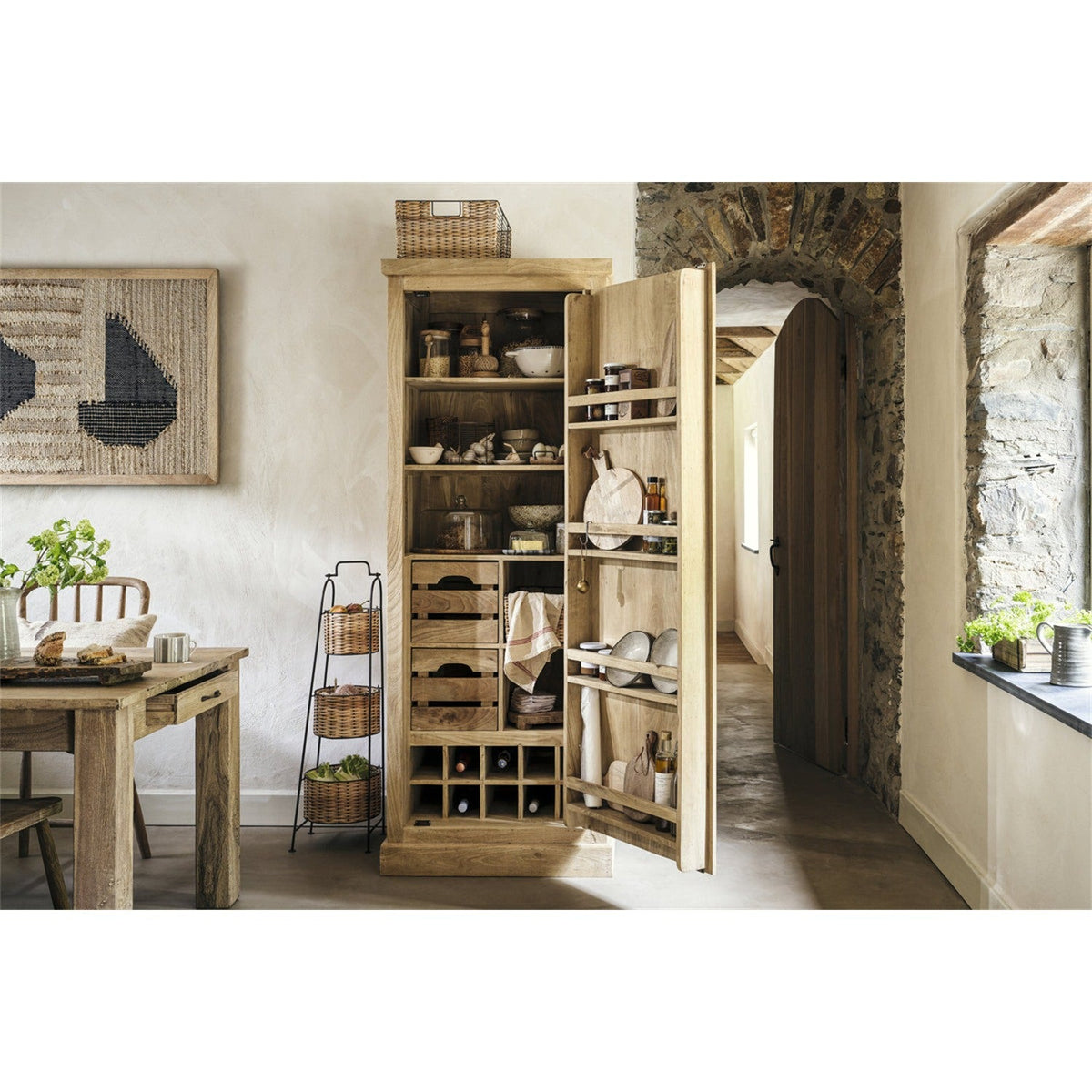 Vivan Grooved Pantry Cupboard - Natural