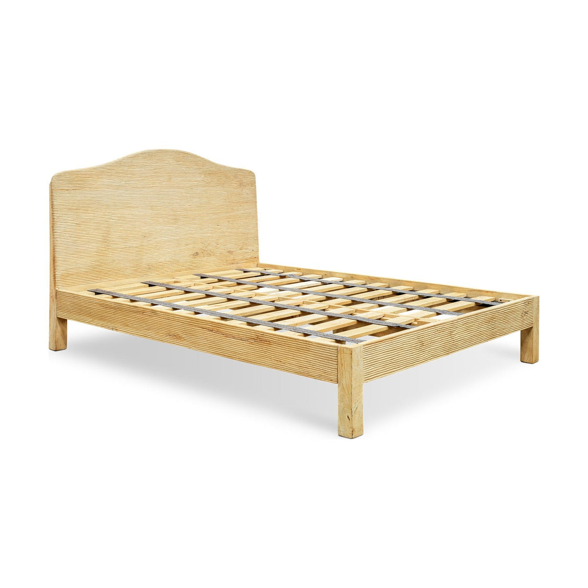 Vivan King Grooved Mango Wood Bed Frame - Natural