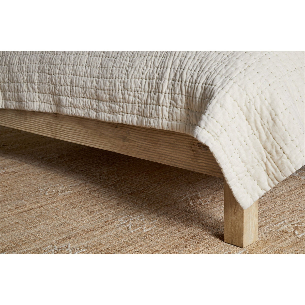 Vivan King Grooved Mango Wood Bed Frame - Natural