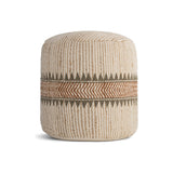 Zairya Tall Jute & Cotton Pouffe - Natural & Rust