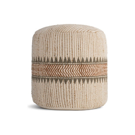 Zairya Tall Jute & Cotton Pouffe - Natural & Rust