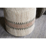 Zairya Tall Jute & Cotton Pouffe - Natural & Rust