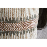 Zairya Tall Jute & Cotton Pouffe - Natural & Rust
