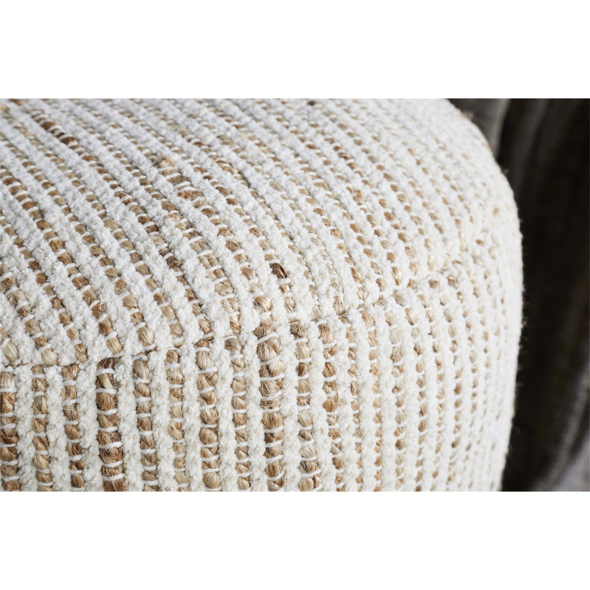 Zairya Tall Jute & Cotton Pouffe - Natural & Rust