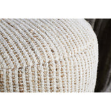 Zairya Tall Jute & Cotton Pouffe - Natural & Rust
