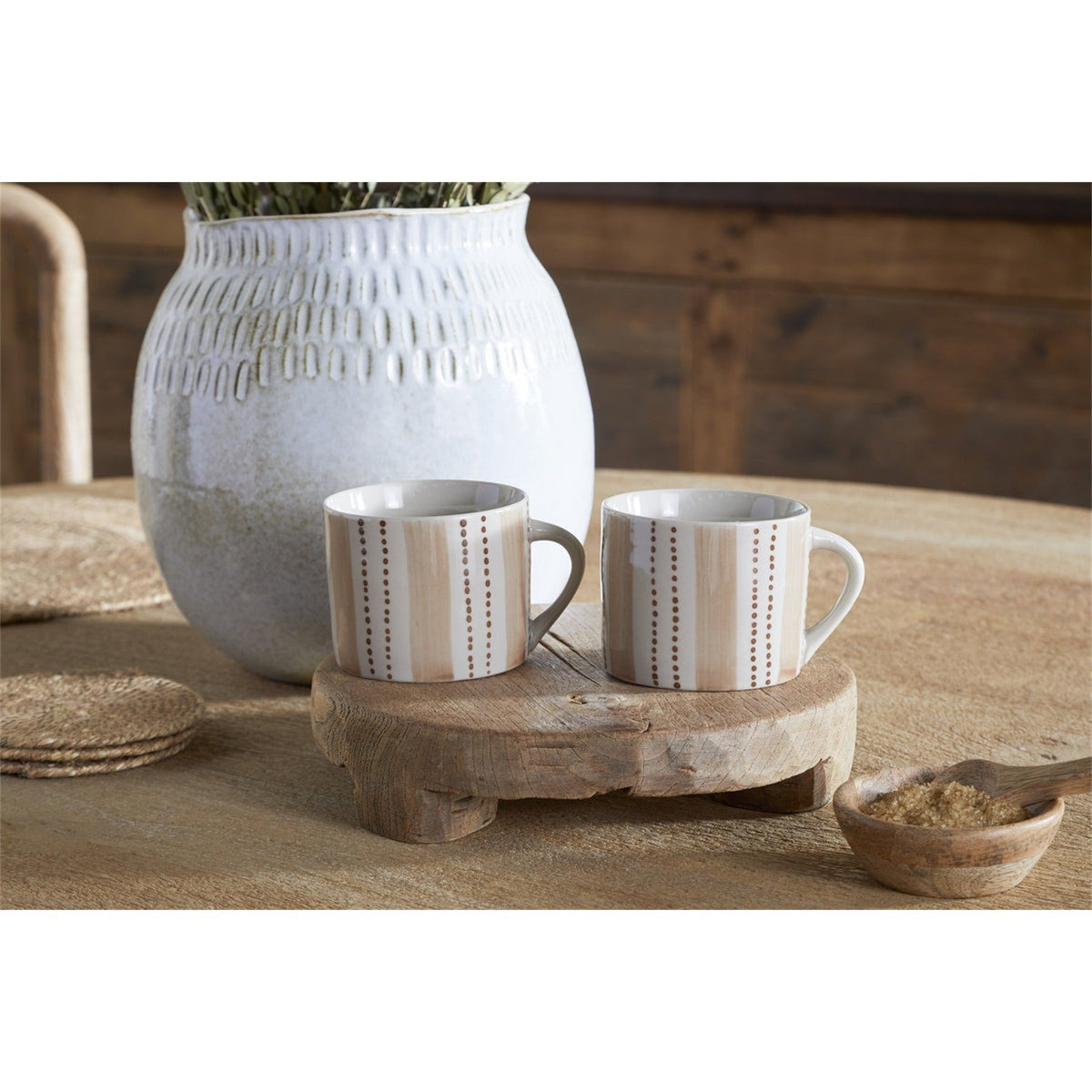 Patthar Small Ceramic Mug - Cream & Clay - Set of 2
