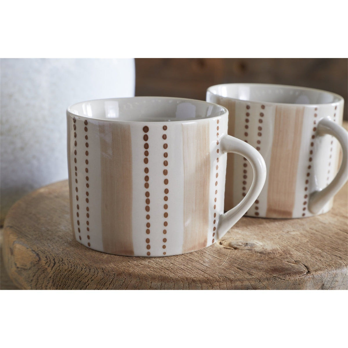 Patthar Small Ceramic Mug - Cream & Clay - Set of 2