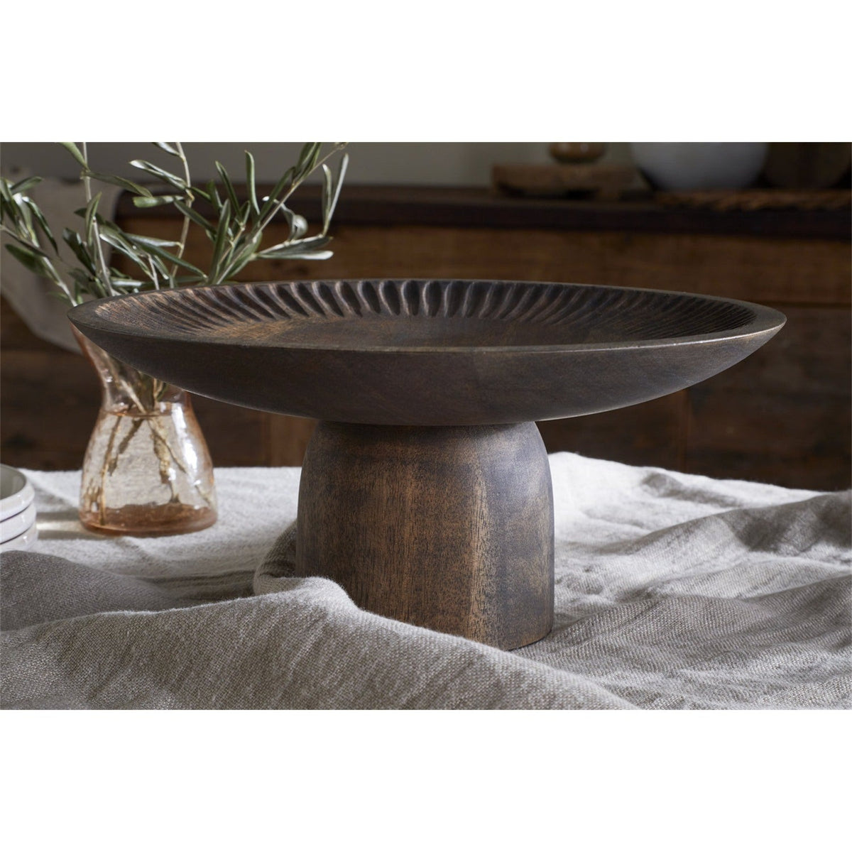 Eisha Mango Wood Cake Stand - Brown