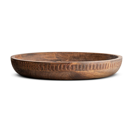 Eisha Shallow Mango Wood Serving Bowl - Brown
