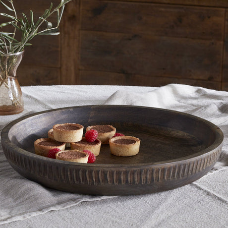 Eisha Shallow Mango Wood Serving Bowl - Brown