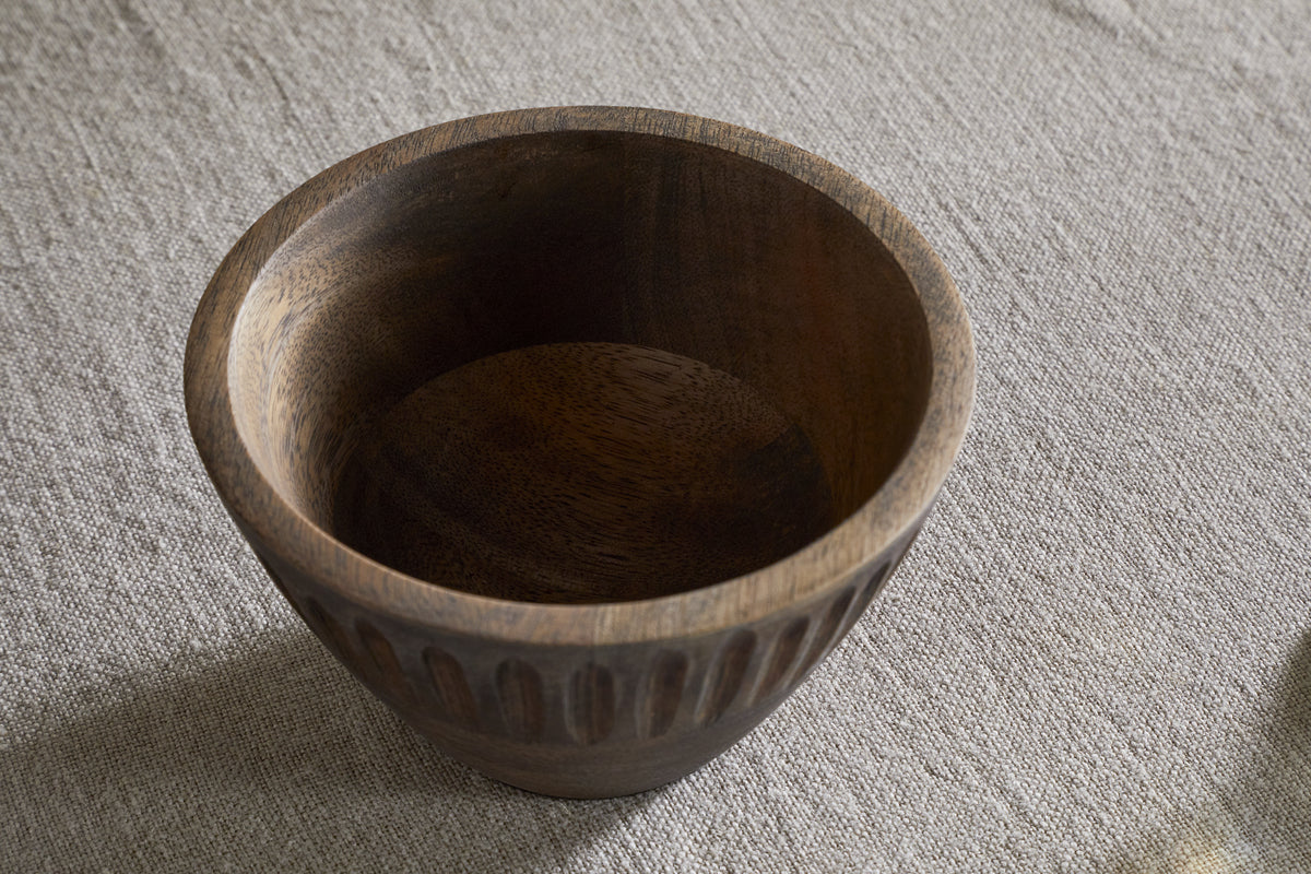 Eisha Small Mango Wood Serving Bowl - Brown