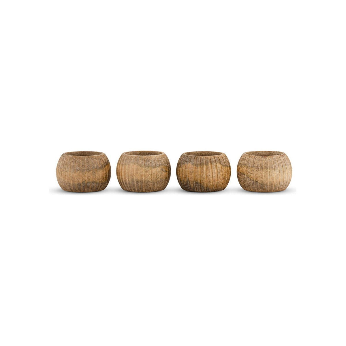 Vivan Mango Wood Napkin Rings - Natural - Set of 4