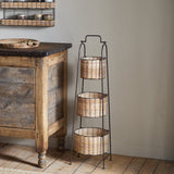 Montali Three Tier Iron & Rattan Caddy - Natural