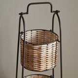 Montali Three Tier Iron & Rattan Caddy - Natural