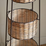 Montali Three Tier Iron & Rattan Caddy - Natural