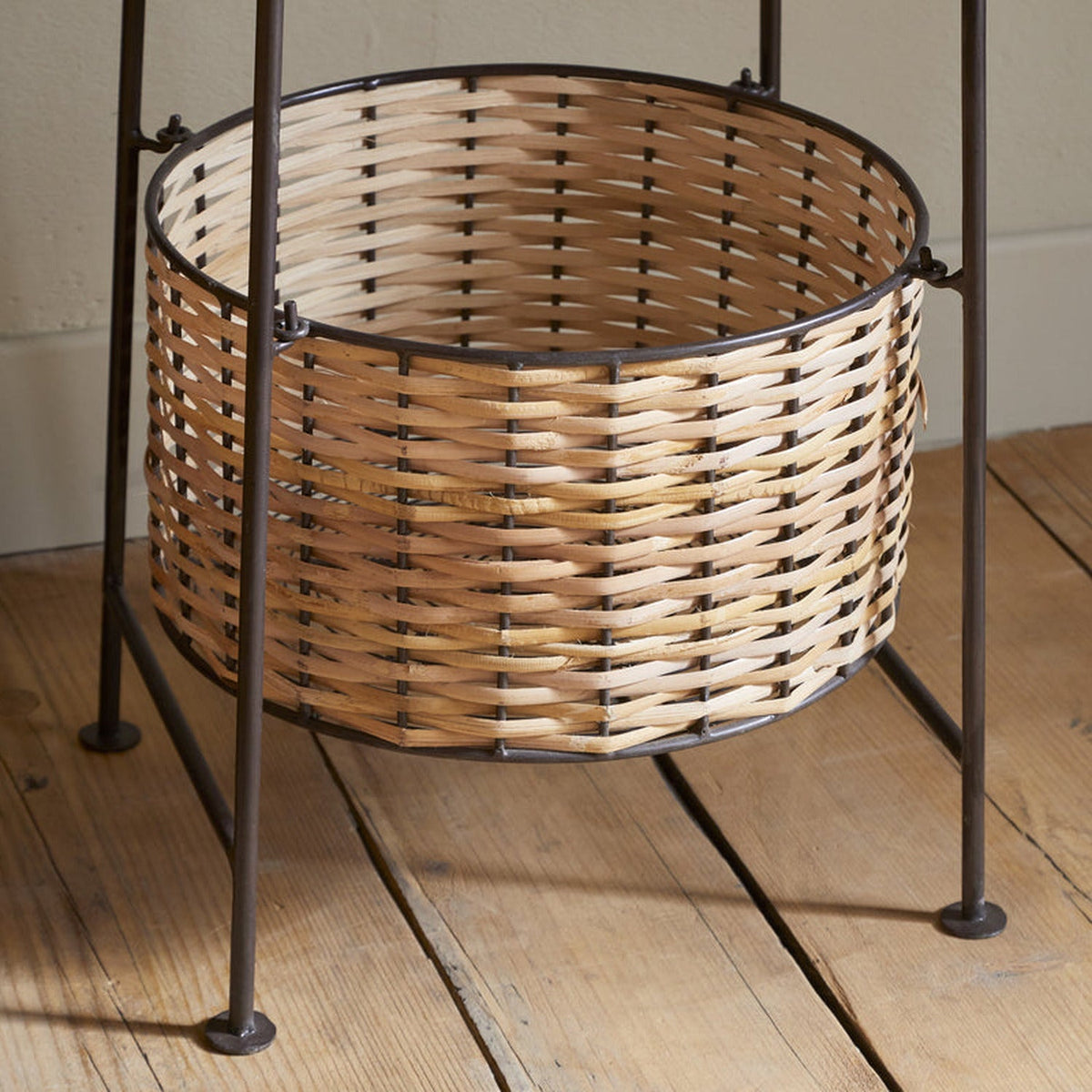 Montali Three Tier Iron & Rattan Caddy - Natural