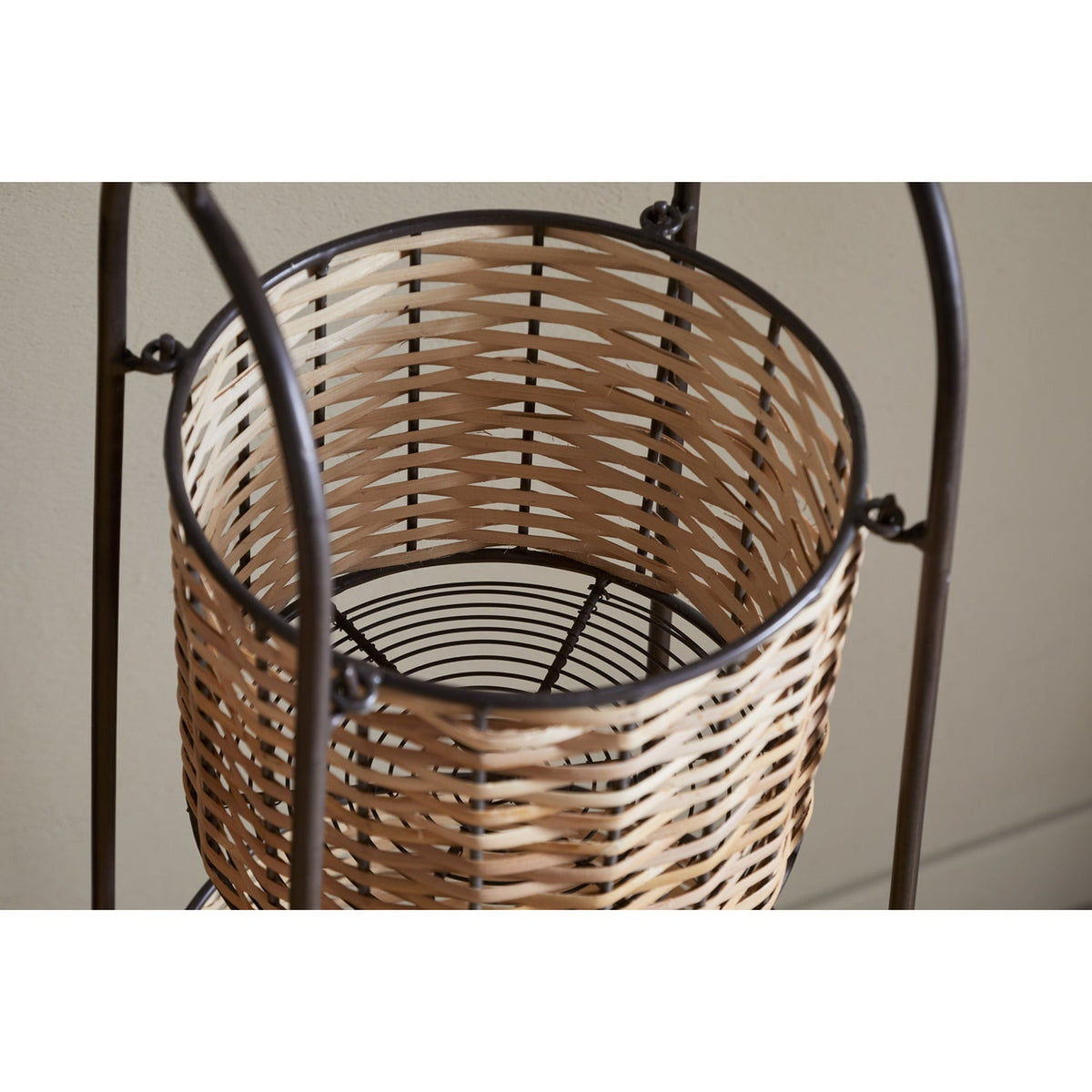 Montali Three Tier Iron & Rattan Caddy - Natural