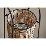 Montali Three Tier Iron & Rattan Caddy - Natural