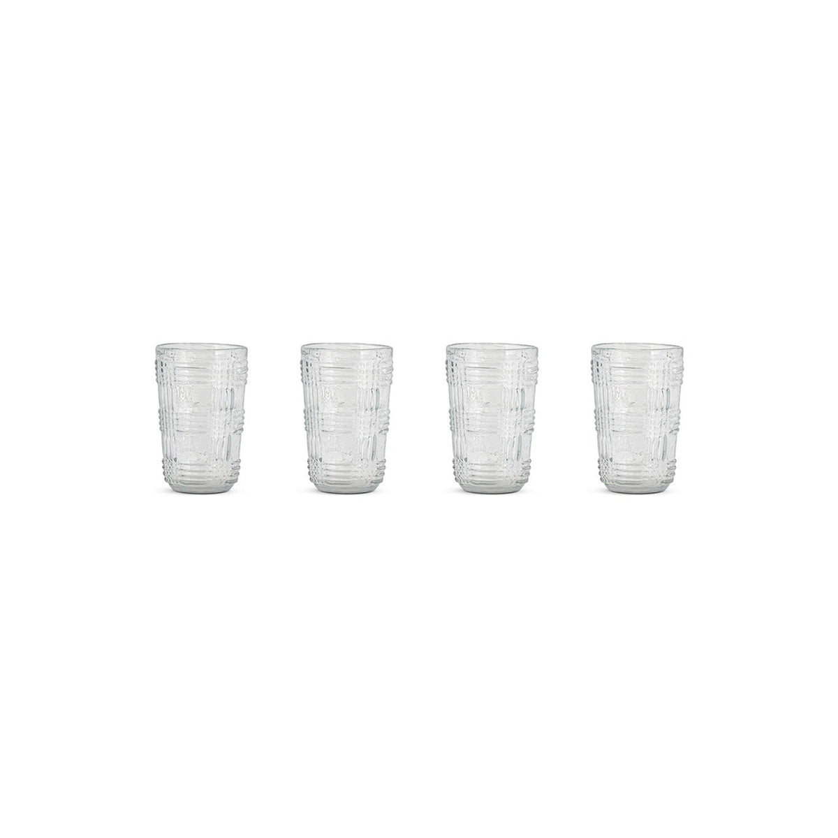 Kaanch Tall Embossed Check Tumblers - Clear - Set of 4