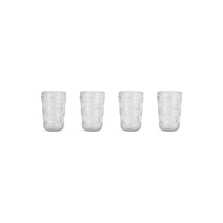 Kaanch Tall Embossed Check Tumblers - Clear - Set of 4