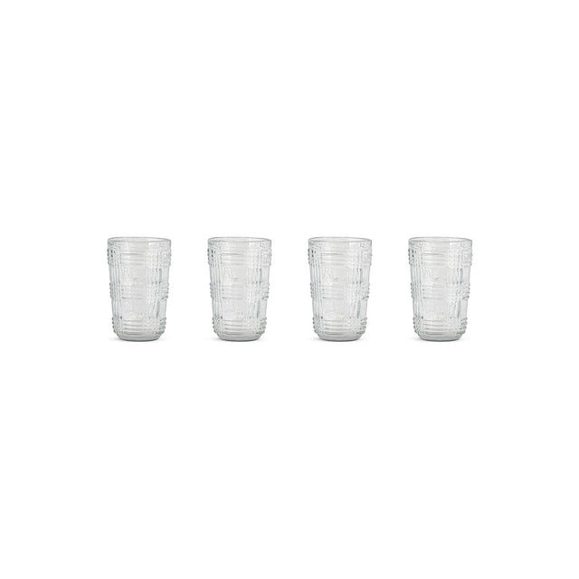 Kaanch Tall Embossed Check Tumblers - Clear - Set of 4
