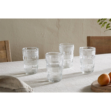Kaanch Tall Embossed Check Tumblers - Clear - Set of 4