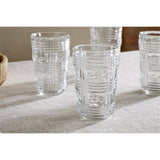 Kaanch Tall Embossed Check Tumblers - Clear - Set of 4