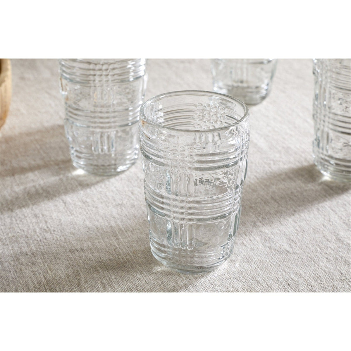 Kaanch Tall Embossed Check Tumblers - Clear - Set of 4