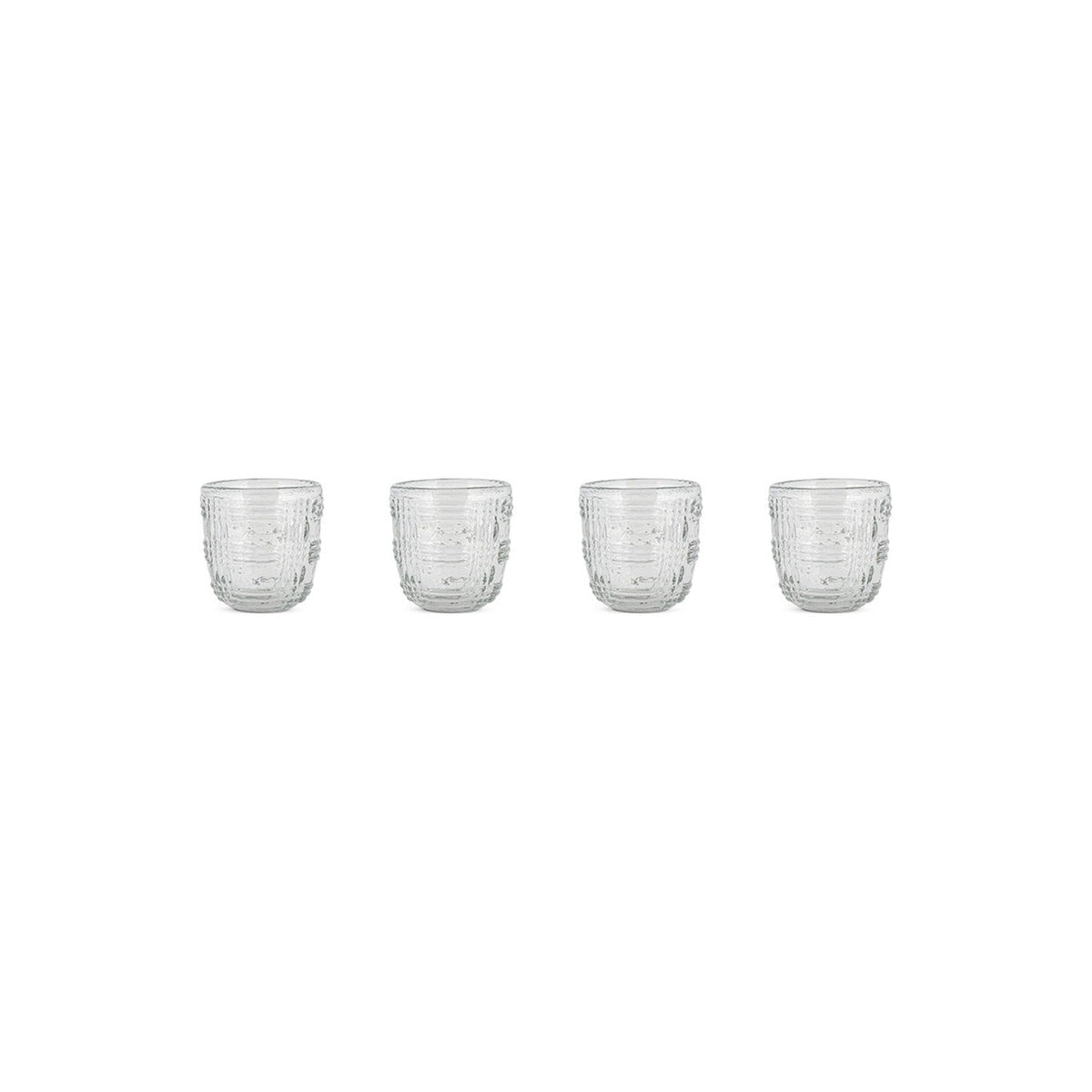 Kaanch Embossed Check Tumblers - Clear - Set of 4